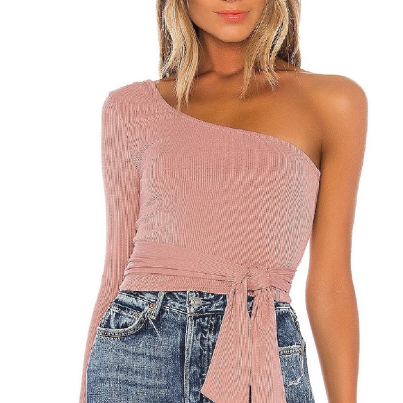 Lovers + Friends Tops - Lovers and Friends Milan One Shoulder Wrap Top in Blush